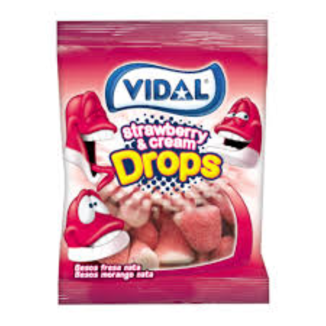 VIDAL STRAWBERRY N CREAM DROPS 100G